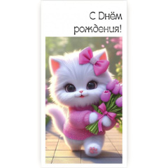 ---Конверт для денег "С днем рождения!" Кошечка